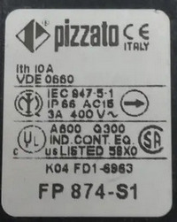Маркировка выключателя Pizzato с суффиксом S