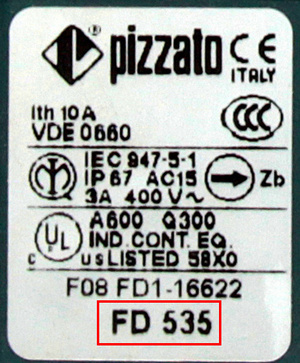 Маркировка выключателя Pizzato