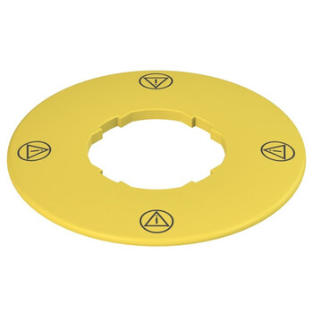 VE TF32A5113 Pizzato Elettrica Этикетка с фигурным отверстием, диаметром 60 мм, желтый диск, надпись acc. to ISO 13850