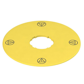 VE TF32D5113 Pizzato Elettrica Этикетка с фигурным отверстием, диаметром 90 мм, желтый диск, надпись acc. to ISO 13850